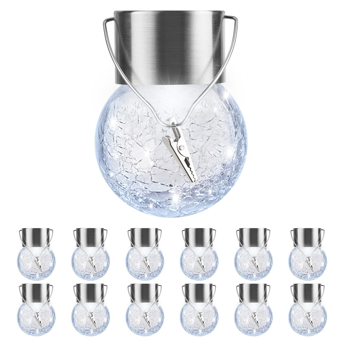 PARTPHONER 12-pack hanging solar lights outdoors illuminate garden paths
