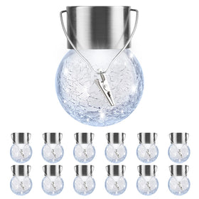 PARTPHONER 12-pack hanging solar lights outdoors illuminate garden paths