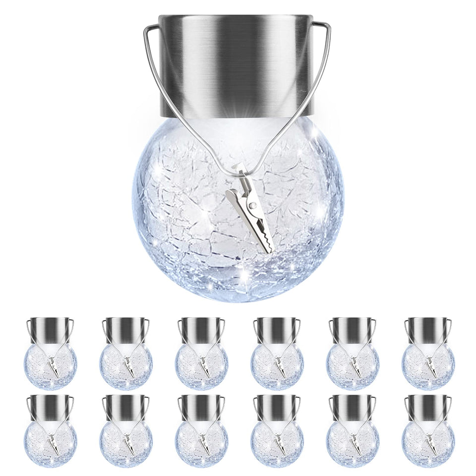 PARTPHONER 12-pack hanging solar lights outdoors illuminate garden paths