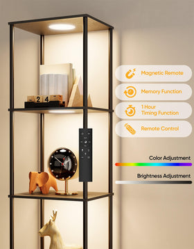 PARTPHONER 5-tier shelf close-up shows sturdy wood and metal construction.