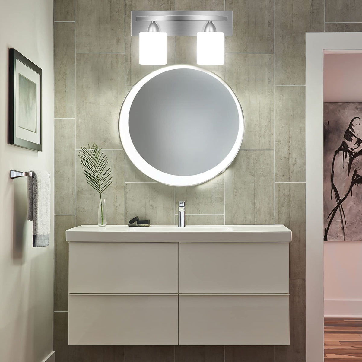 PARTPHONER bathroom light with steel construction and rustproof finish.