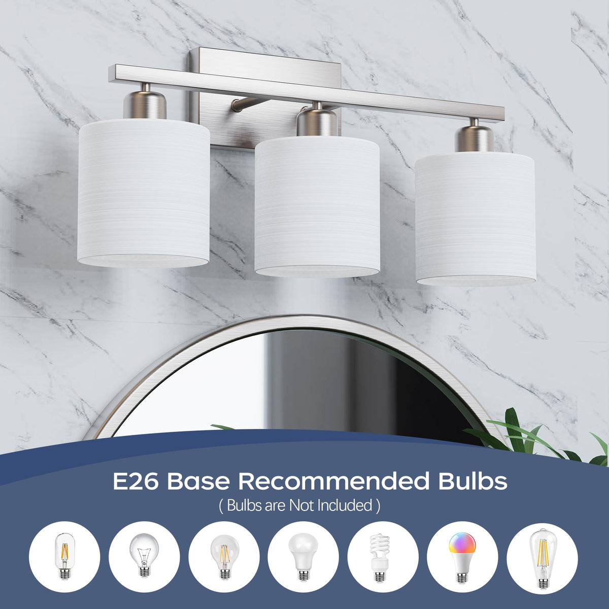 PARTPHONER bathroom light showcases frost opal glass to brighten bathrooms in any style.