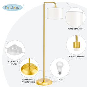 PARTPHONER bedside floor lamp beside bed for easy reading