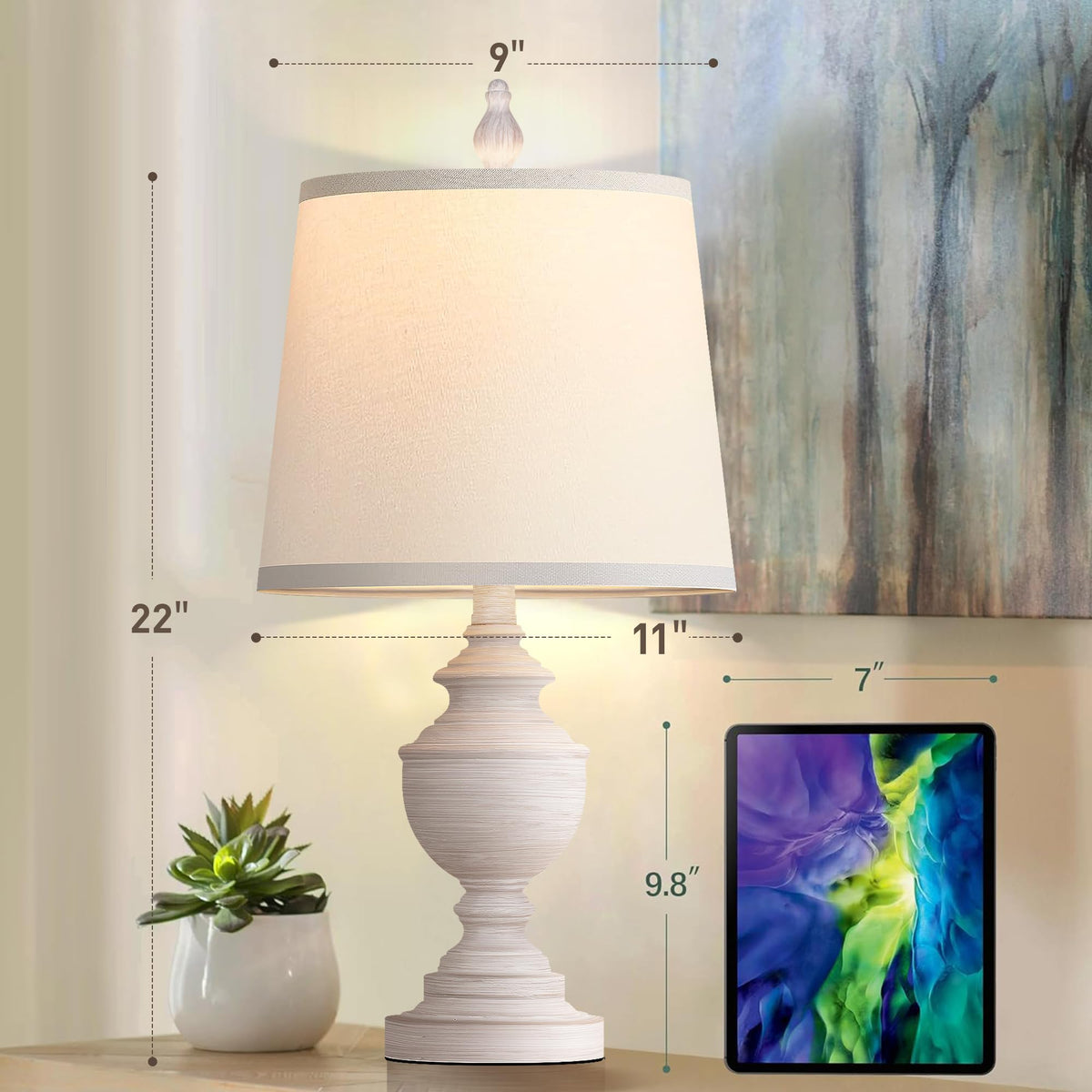 PARTPHONER bedside lamp with white shade for cozy reading light