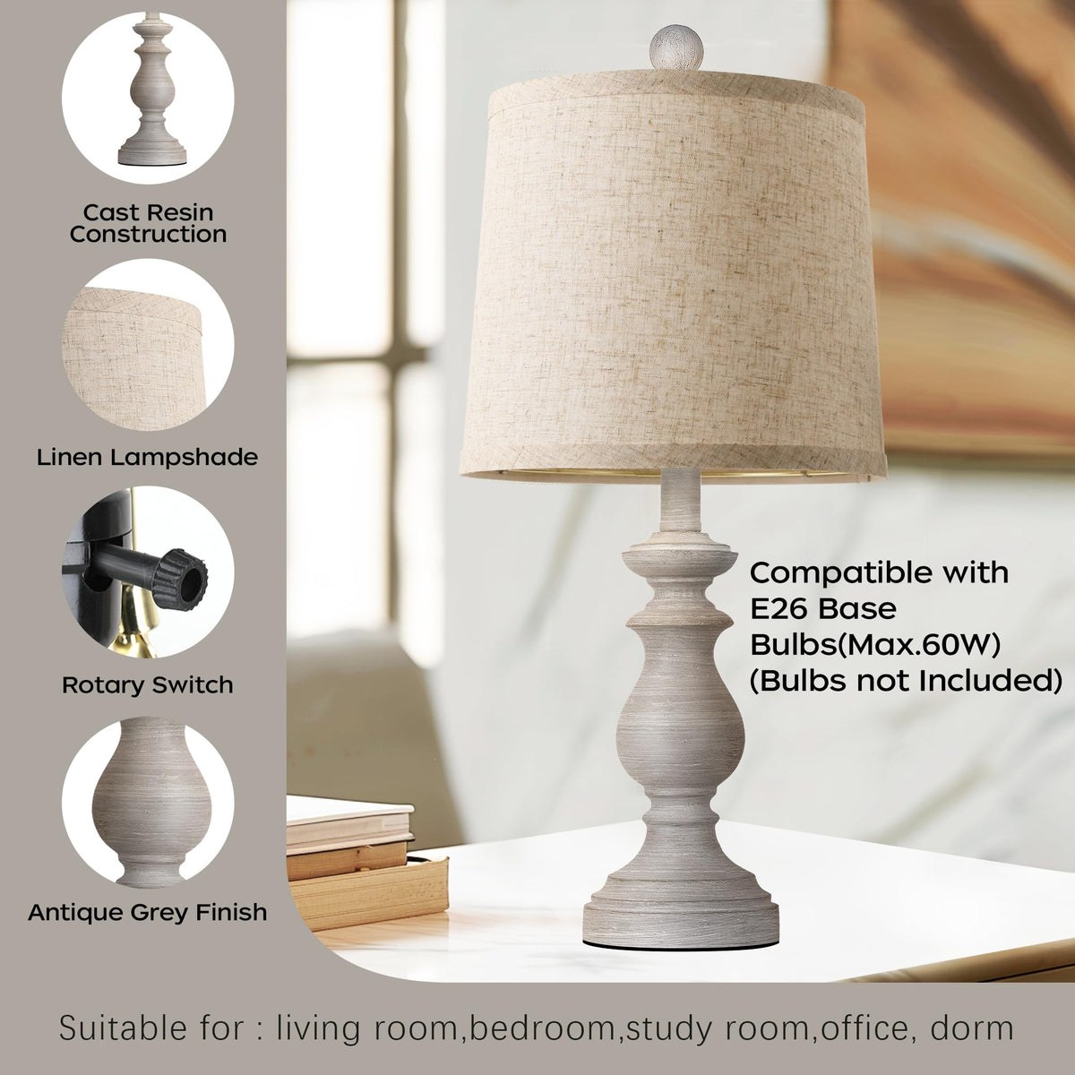 PARTPHONER beige-drum shades create warm inviting task lighting