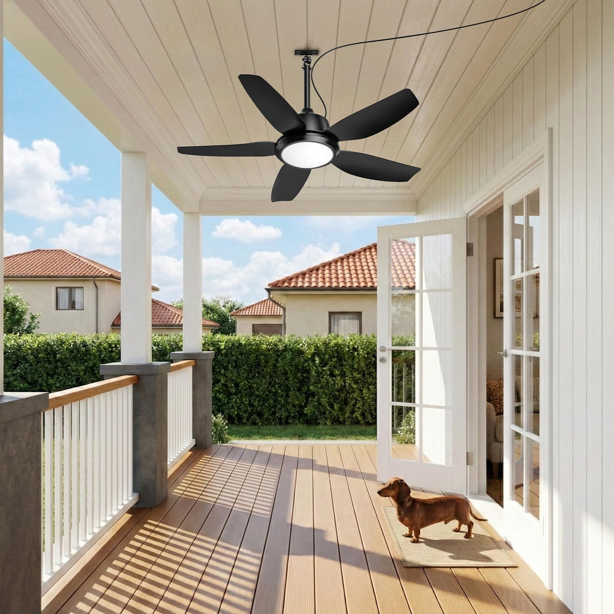 PARTPHONER black plug-in ceiling fan ideal for patios and porches