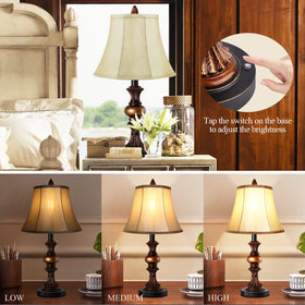 PARTPHONER bronze finish 3-way dimmable lamp enables adaptable lighting for any time.