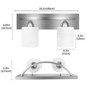 PARTPHONER brushed-nickel wall-mount provides durable bathroom lighting.