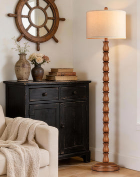 Partphoner tall lamp fits corners and tight spaces with elegant silhouette