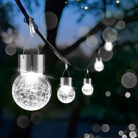 PARTPHONER crackle glass ball lantern clip enhances yard decor at night