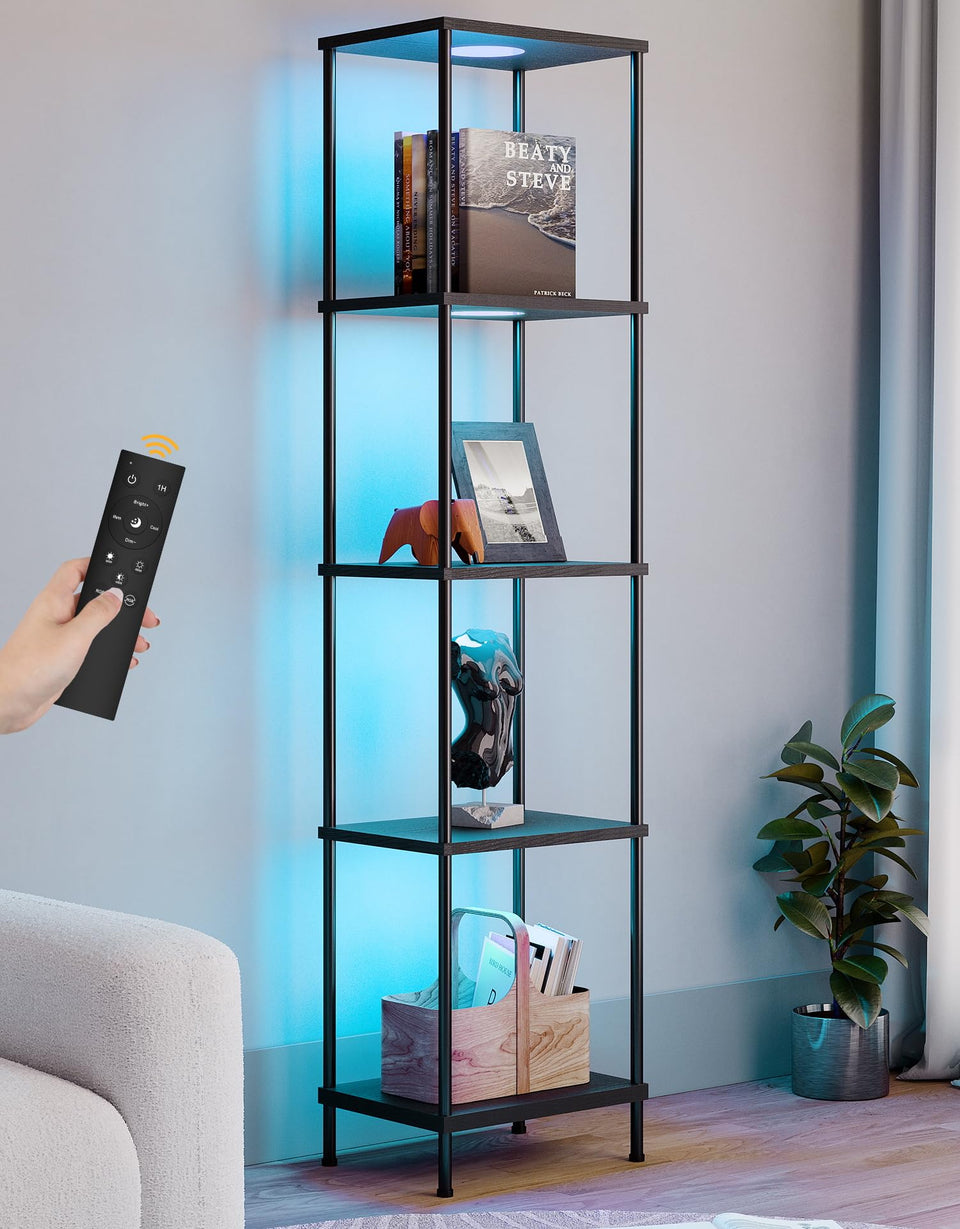 PARTPHONER display shelf RGBW lamp front view for versatile living room decor.