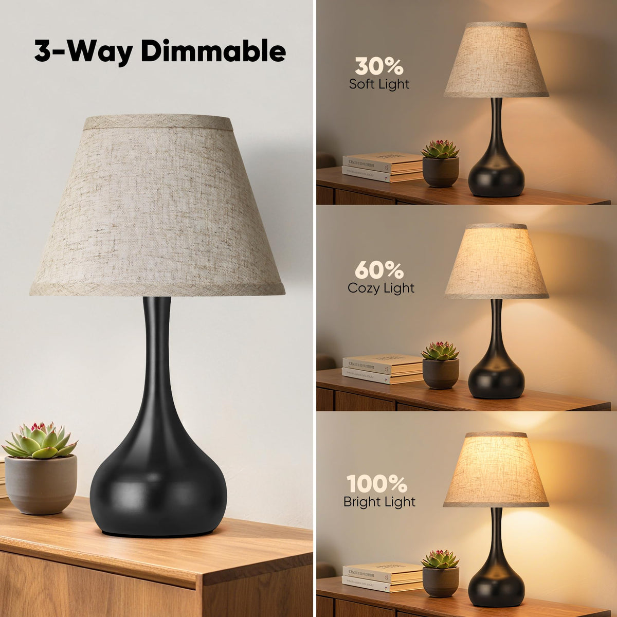 PARTPHONER farmhouse black teardrop base lamp adds vintage-modern style.