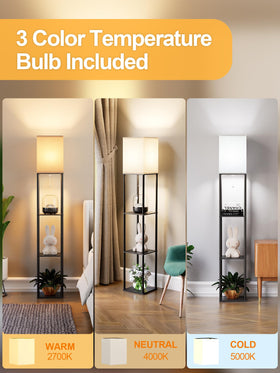 PARTPHONER floor lamp with three-tier storage for display items