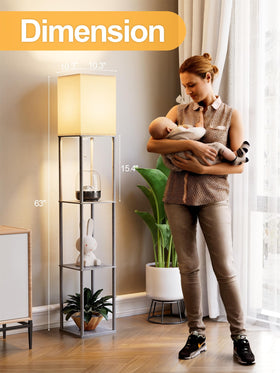 PARTPHONER three-tier shelf lamp displays books and plants with adaptable LED.