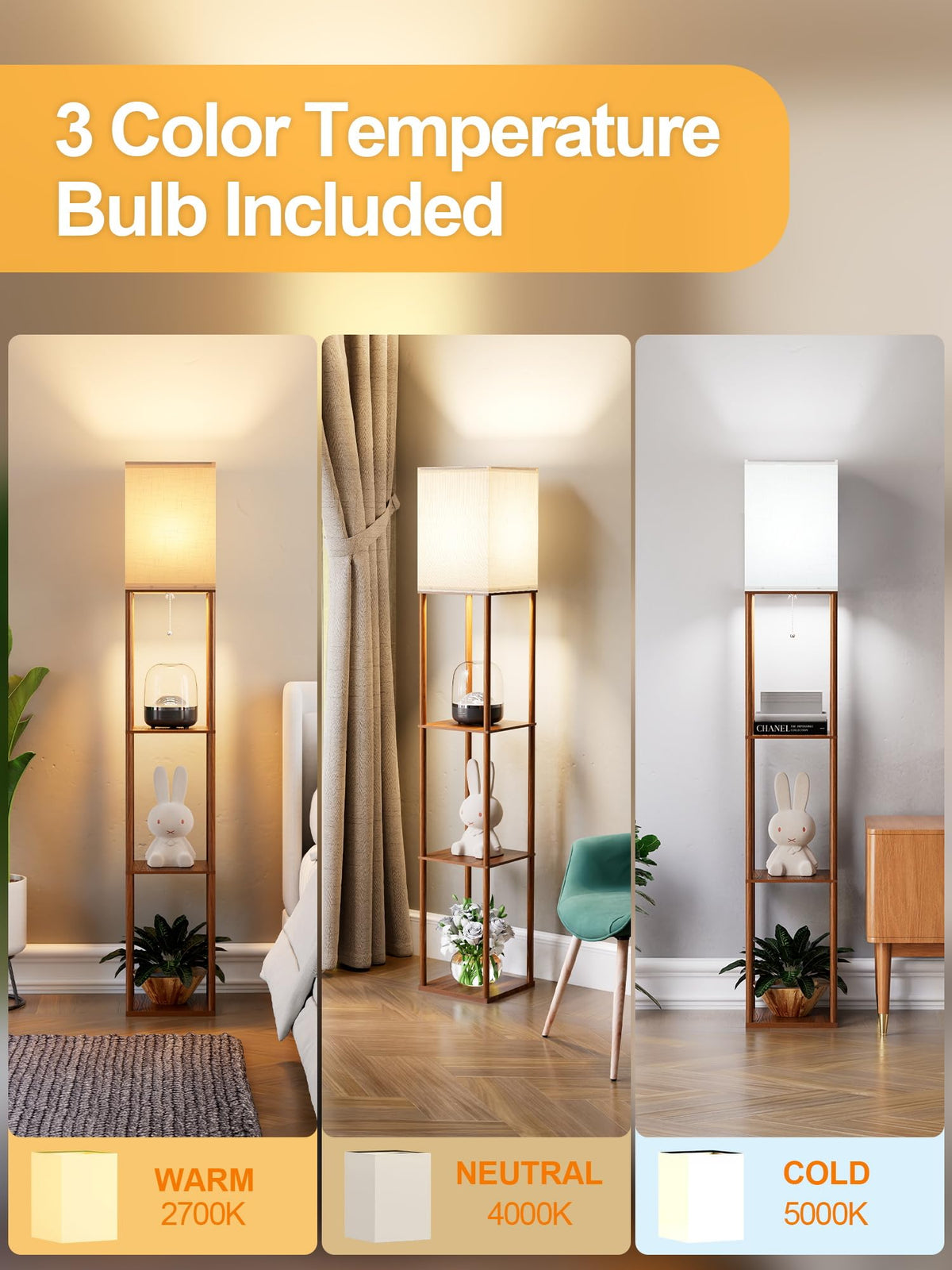 PARTPHONER triple-shelf design for sturdy storage and display