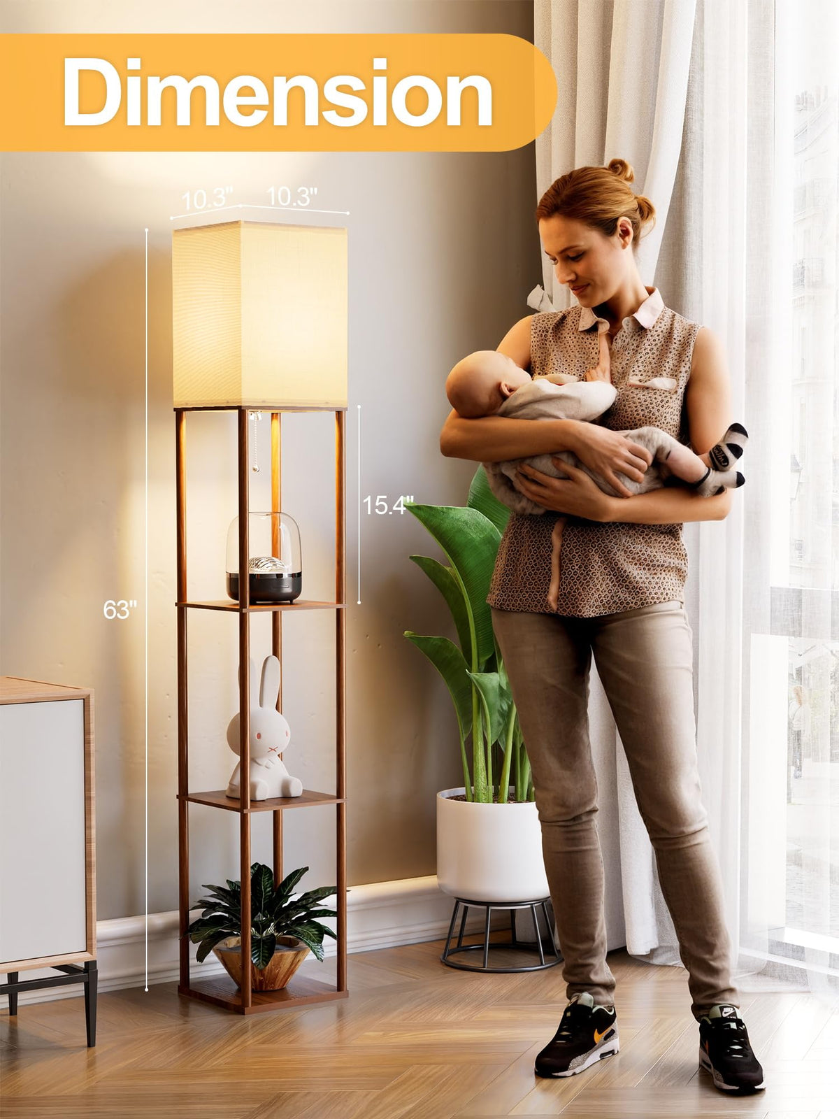 PARTPHONER walnut brown lamp shade with white linen diffusion