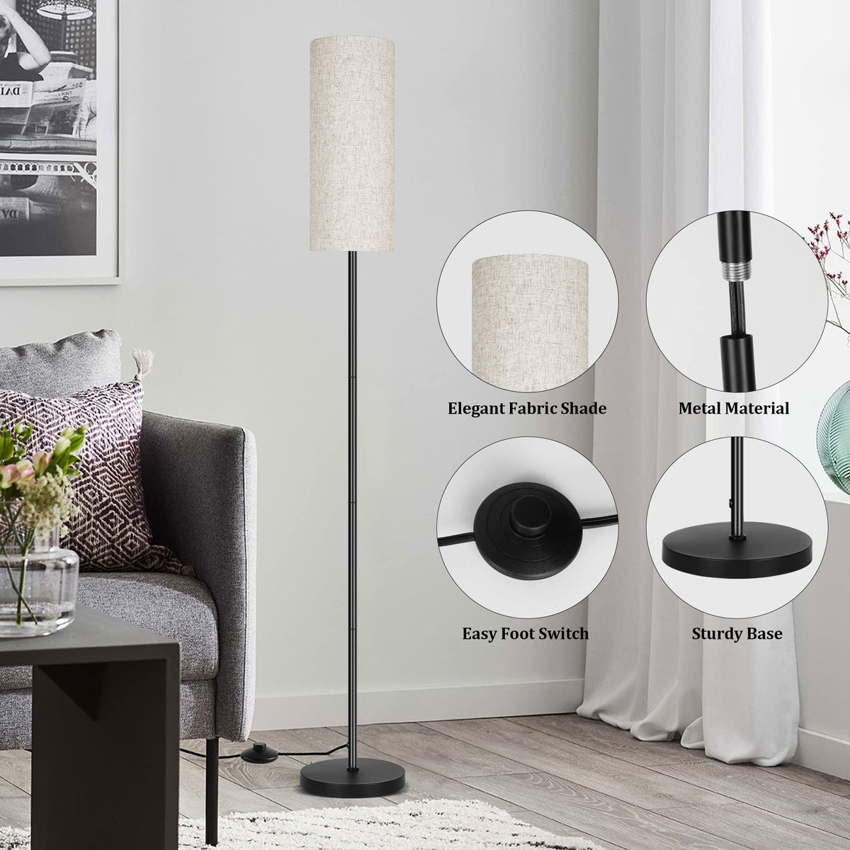 PARTPHONER tall lamp showing three-color temperature for tasks