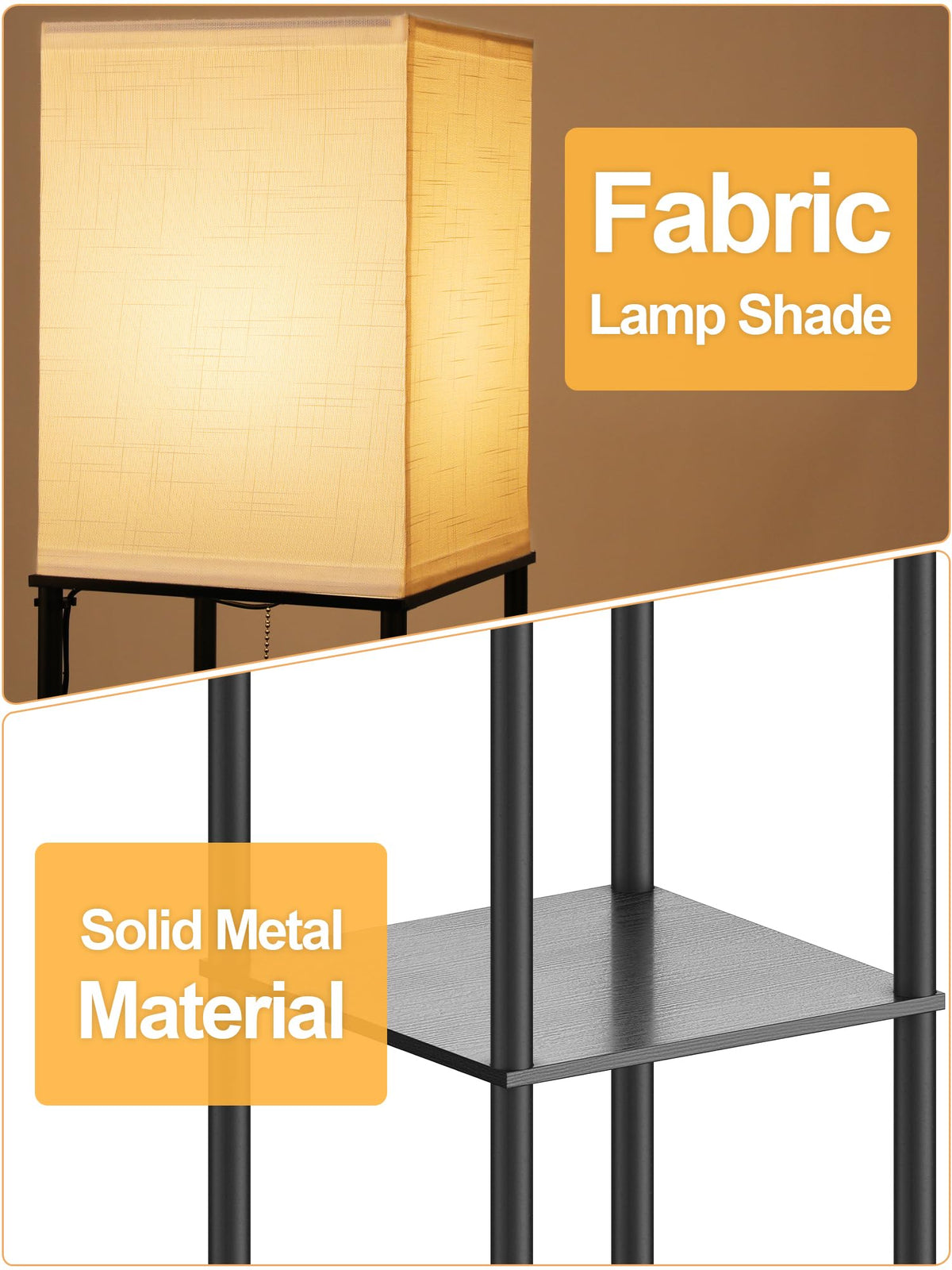 PARTPHONER floor lamp with white linen shade