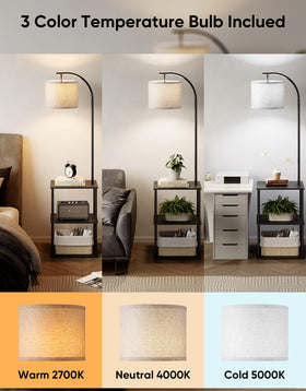 Partphoner floor lamp with table swivel head, precise lighting for reading and tasks