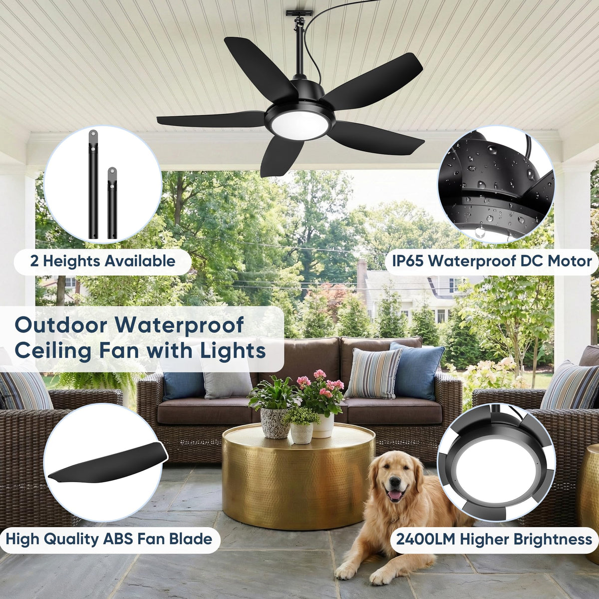 PARTPHONER IP65 weatherproof exterior fan withstands rain and sun