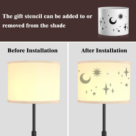 PARTPHONER lampshade stencil included enables quick, customizable lighting ambiance