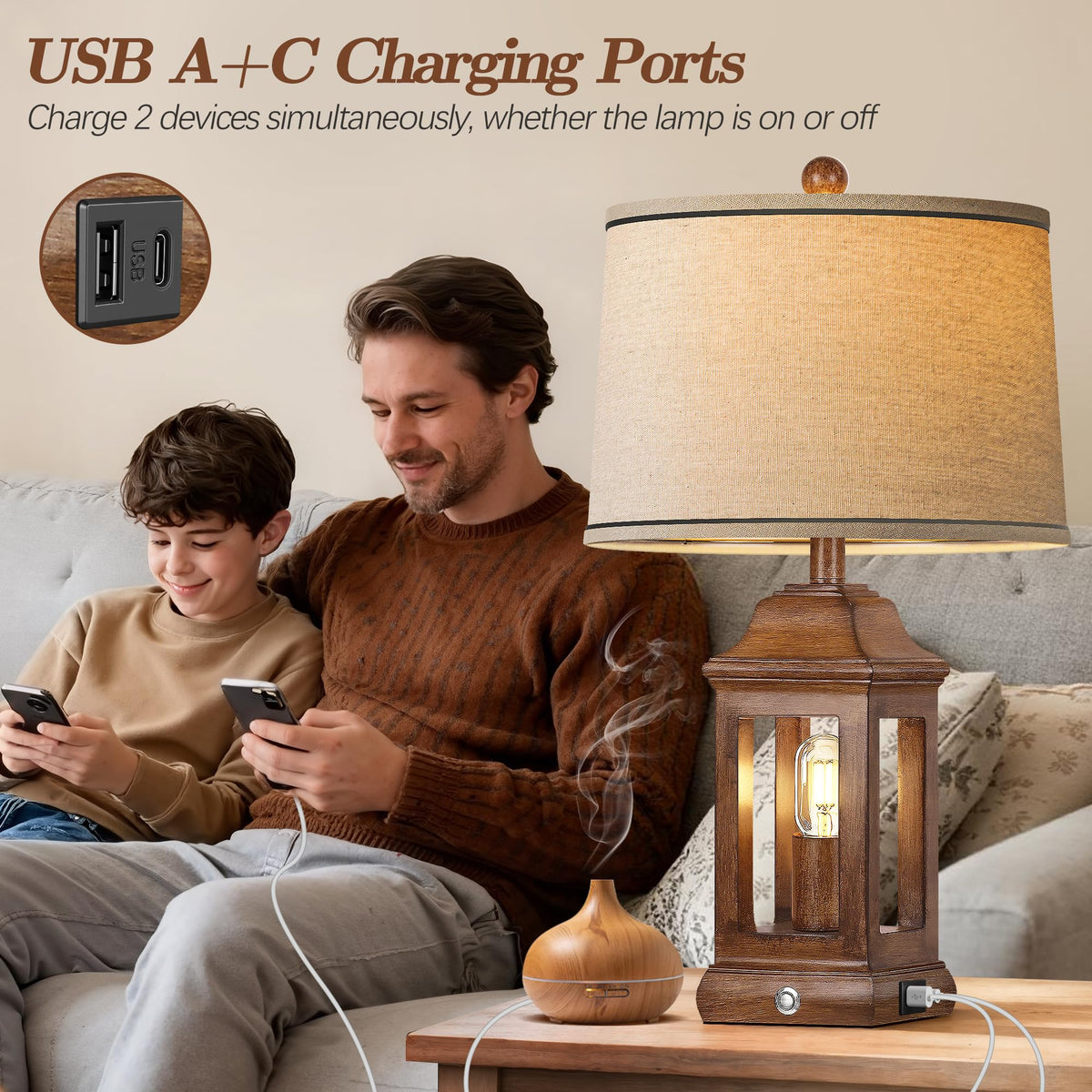 Partphoner linen shade detailed texture adds vintage charm.