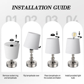 Three touch-dimming levels for soft to bright illumination.