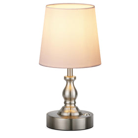 PARTPHONER mini cordless LED table lamp on nightstand with warm glow.