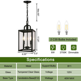 PARTPHONER modern black metal outdoor pendant enhances contemporary exterior style