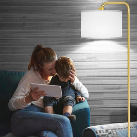 PARTPHONER modern floor lamp with gold pole complements contemporary decor