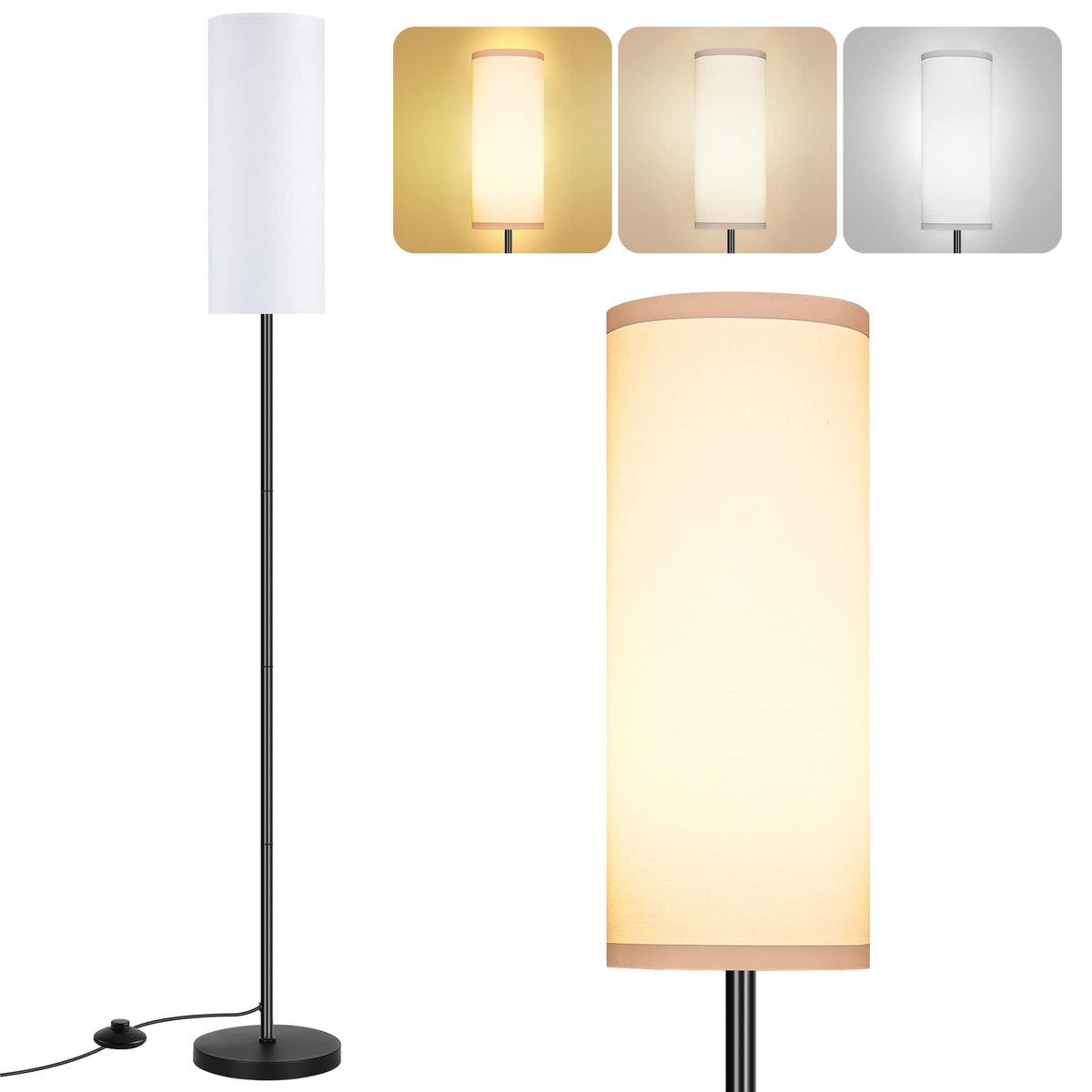 PARTPHONER modern standing lamp with lampshade for a stylish living room.