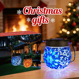 PARTPHONER glass globe solar lights add decorative glow to patios and decks.