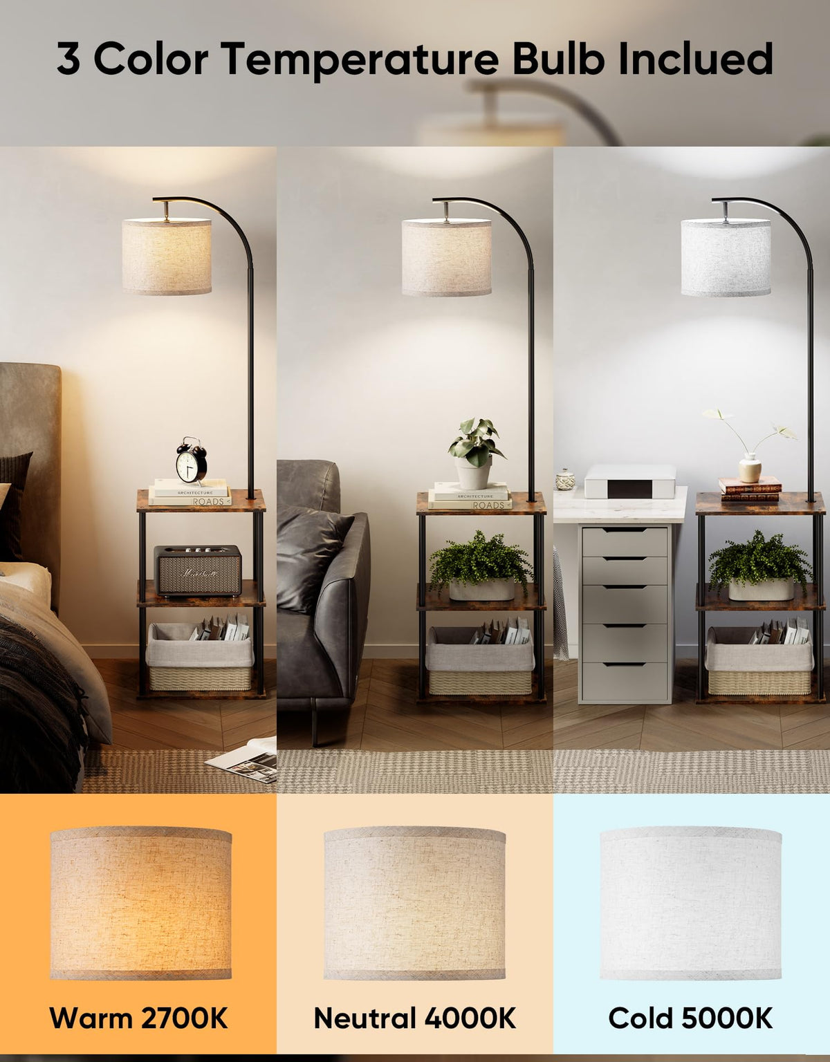 PARTPHONER multi-tier table and lamp combo as a practical centerpiece