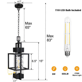 PARTPHONER outdoor chandelier with damp-rated metal shines on porch and foyer.