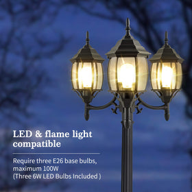 PARTPHONER 3-head post light includes easy-installation hardware.