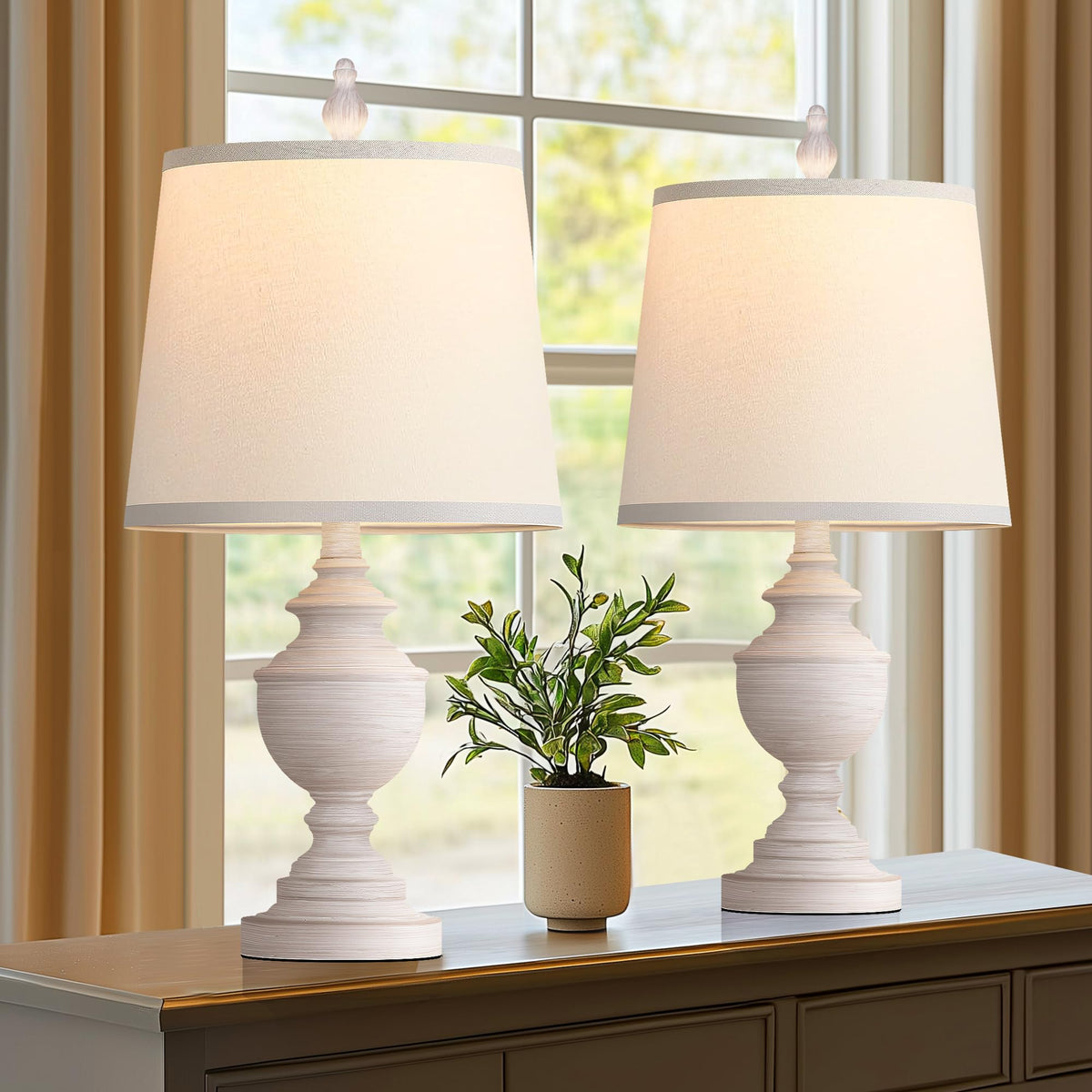 PARTPHONER retro table lamps pair on nightstand emitting warm ambient light for evenings