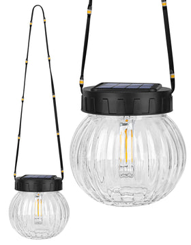 PARTPHONER ribbed glass lanterns create decorative glow on patios and walkways.