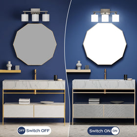 PARTPHONER rust-resistant stainless steel ensures lasting look above the vanity.
