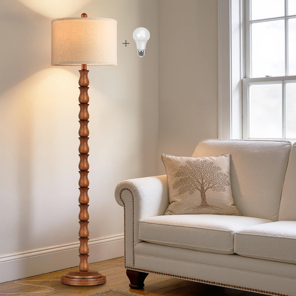 Partphoner rustic floor lamp with knobby resin base enhances living room corners with warm light