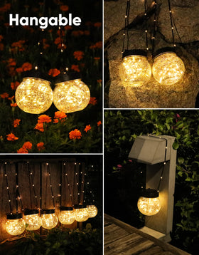 PARTPHONER solar lanterns hang easily on shepherd hooks or trees