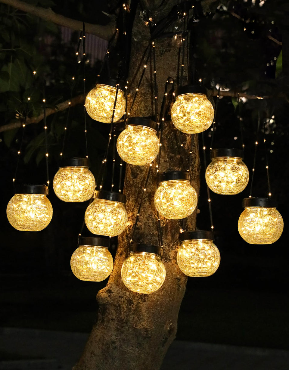 PARTPHONER solar lights 12-pack outdoor decor with bright warm glow