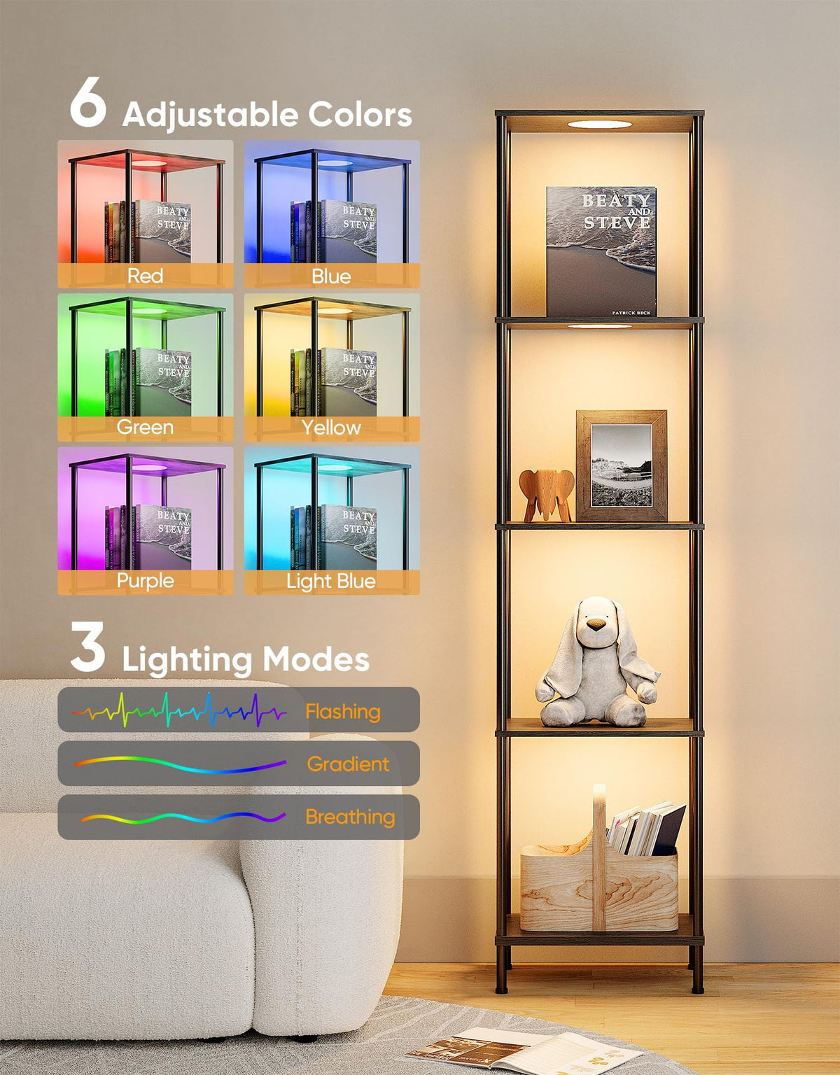 PARTPHONER rgbw lamp with stepless dimming for ambient lighting.