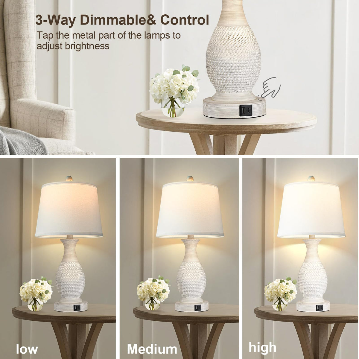PARTPHONER white drum shade softens light for reading