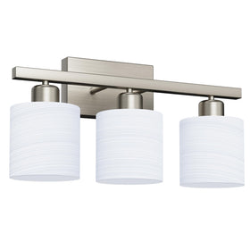 PARTPHONER textured opal glass shades create soft, even illumination above the sink.