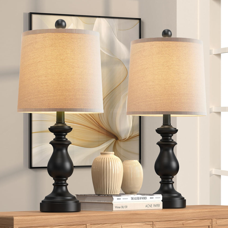 PARTPHONER Traditional Table Lamp Set 2 front view for warm living room lighting
