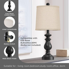 PARTPHONER Traditional Table Lamp Set 2 shade closeup showcases linen shade and soft light