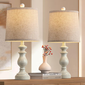 PARTPHONER traditional table lamps in antique white bring coordinated living room decor.