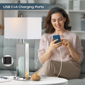 PARTPHONER USB-C and USB-A ports on the lamp base for device charging