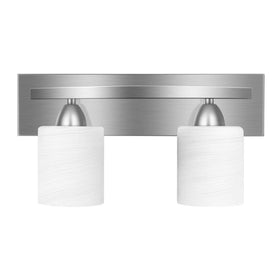 PARTPHONER vanity light with brushed nickel finish and glass shade brightens bathroom.