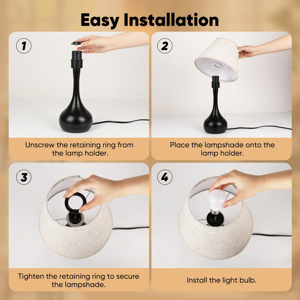 PARTPHONER versatile bedside or desk lamp for bedroom, living room, or dorm.
